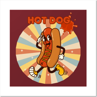 Retro Hot Dog Art Posters and Art
